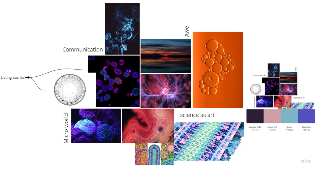 Moodboard exploring science-as-art visual references