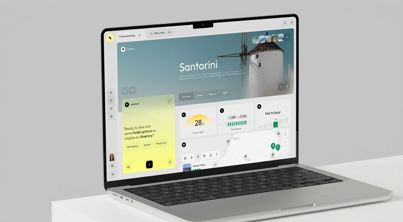 Laptop mockup showing the Scenario Catalog results page
